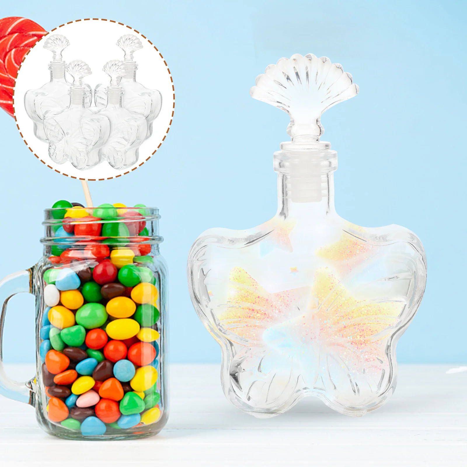 

4Pcs Glass Drift Bottles Night Glow Sand Art Containers Wishing Jars DIY Craft Storage for Essential Oils Messages Gifts