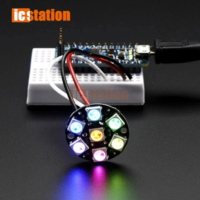 WS2812S RGB 5050 8bits LED Ring with Integrated Drivers Description:There is a single data line with a very timing-specific prot