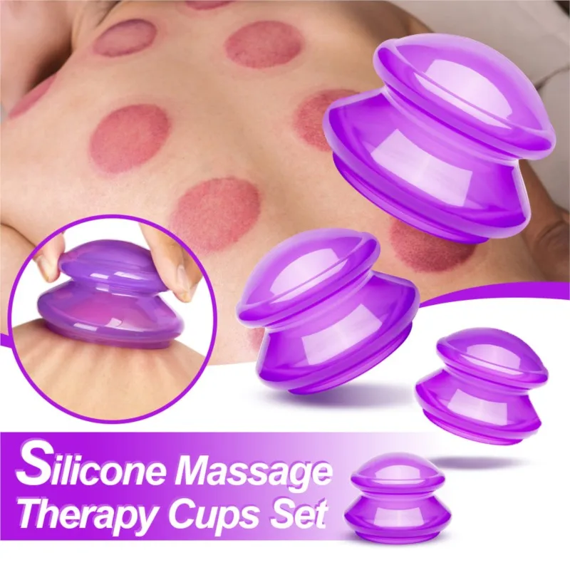 Vacuum Suction Jars Therapy Slimming Body Face Massage Cupping Anti Cellulite Weight Loss 4Pcs Silicone Cupping Set Suction cups