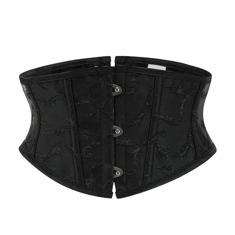 Black Floral Embroidered Gothic Waist Cincher Corset Shapewear Women Tummy Control Sexy Underbust Waist Trainer Slimming Belt