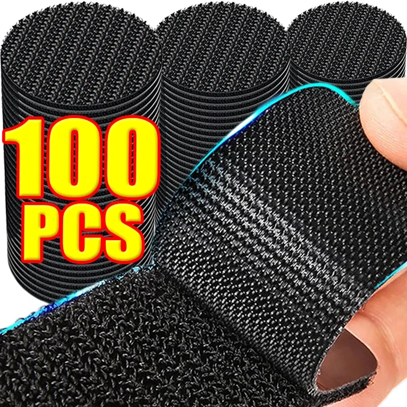 100/10PCS Strong Carpet Fixing Stickers Self-adhesive Fastener Grips Tape Pads Double Faced Mat Fixed Patch Home Floor Anti Skid