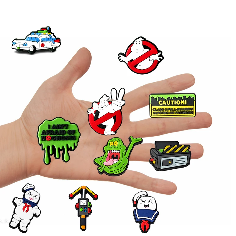 9-50PCSขายร้อนNew York Brave Ghostbustersทีมรองเท้าCharms PVCตกแต่งคุณภาพสูงกันน้ําที่ถอดออกได้สําหรับของขวัญปาร์ตี้