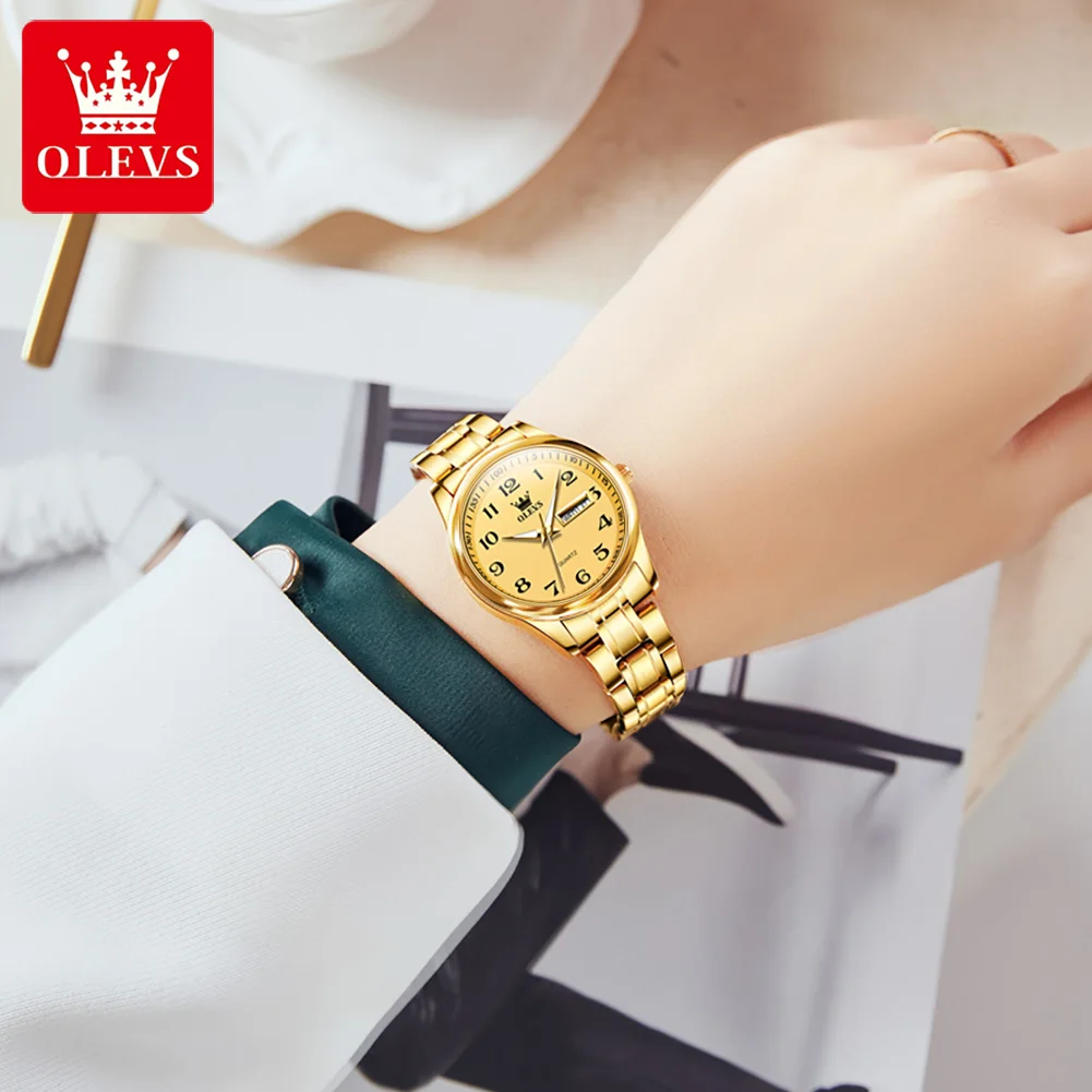 OLEVS 5567 Women Watch Original Watches For Women  Stainless Steel Quartz Wristwatch Gifts For Women Reloj Waterproof Luminous