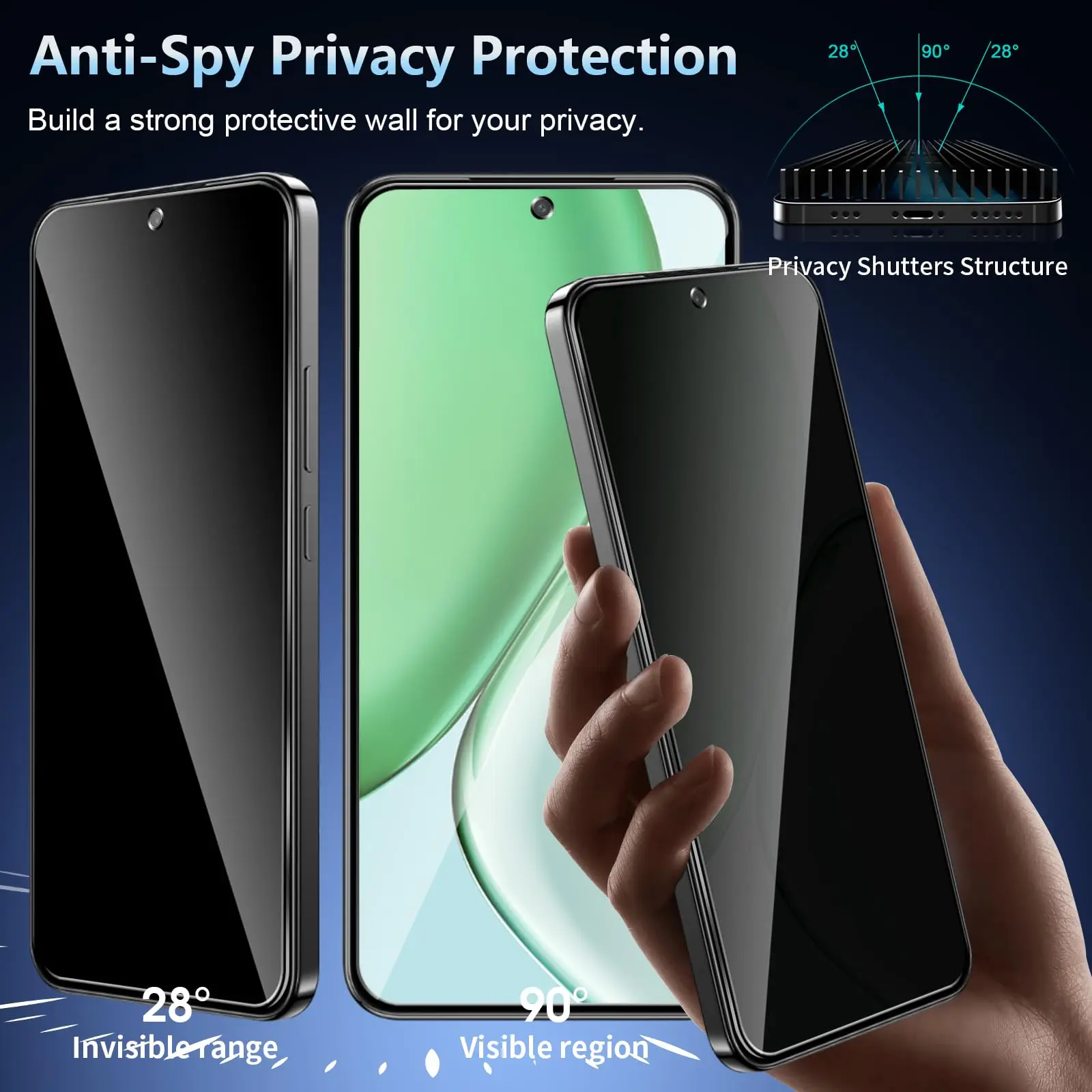 Anti-Spionage-Displayschutzfolie für Honor Magic8 Lite, gehärtetes Glas, Sichtschutz, kratzfest, 9H, case-freundlich, aus hochwertigem Aluminium – Detail 4