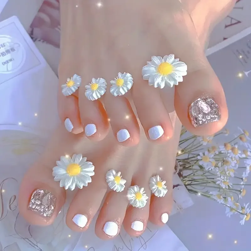 Gänseblümchen Blume Zehen abscheider 8 teile/satz Silikon niedlichen Zehen abstands halter Kissen wieder verwendbare Zehen teiler für Nail Art Pediküre Werkzeuge