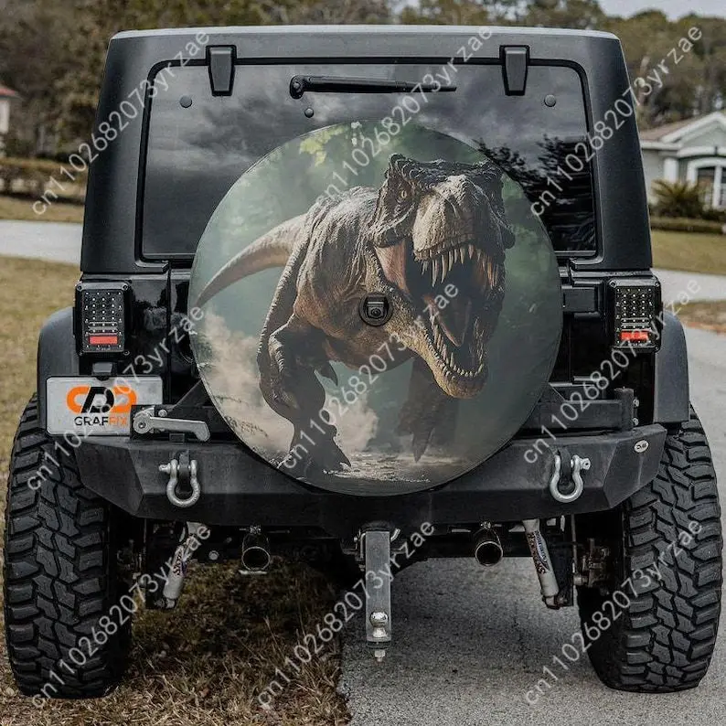 T-Rex Dinosaur Various Models Spare Car Tire Cover Sand Dust Prevention Protect Wind Rain Tire Cover Sturdy Durable Tire Covers