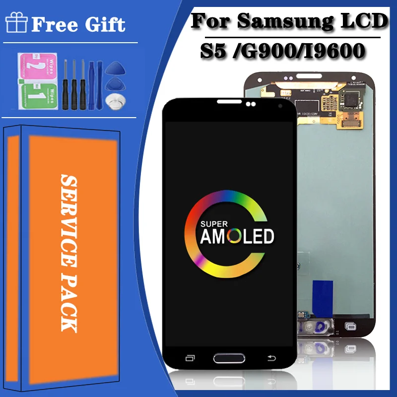 5,1 дюйма с маленьким коричневым для Samsung S5 ЖК-дисплей G900 G900F G900M G900H G900V SM-G900F сенсорный экран с кнопкой Home