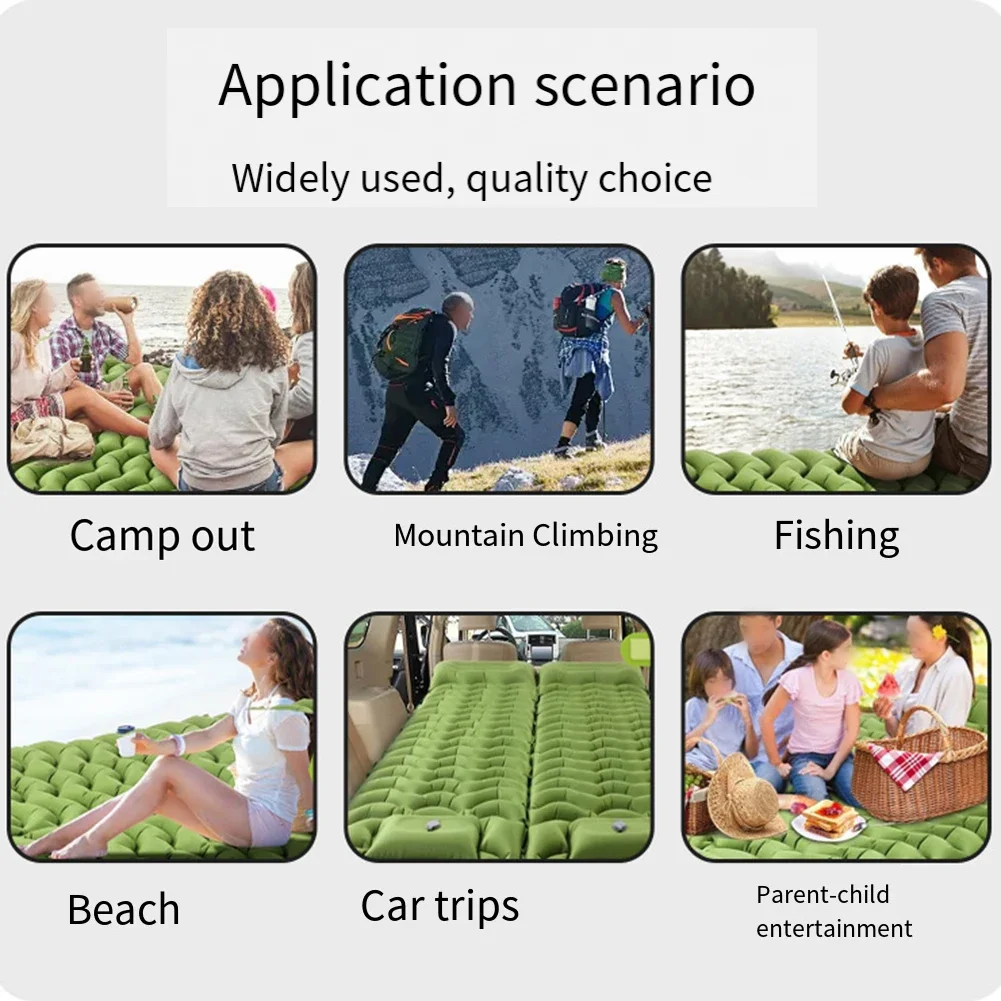 

Camping Trips Camping Pad Ergonomic Sleeping Pad Built-in Foot Pump Button Connection Feature Compact Storage Bag