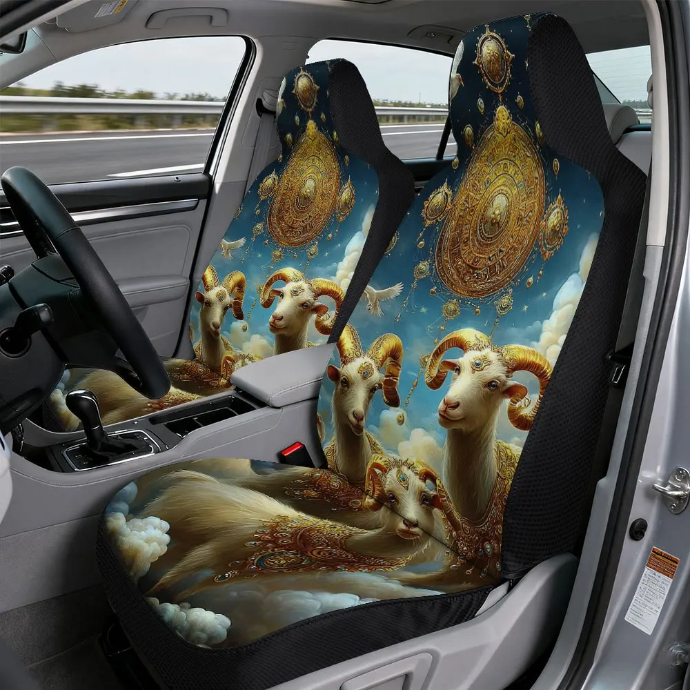 2pcs, Zodiac Capricorn Fantasy Scene Pattern Decorative Auto Seat Covers, Fit For Cars SUVs Trucks, Adds Distinct Stylish Look