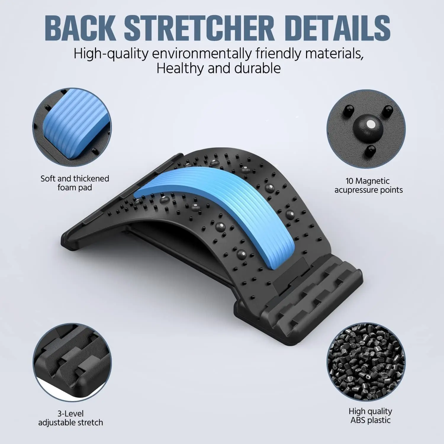 Multi-Level Back Stretching Device & Lumbar Support Massager, Adjustable Spinal Pain Relief for Bed Chair Car Home Office view 2