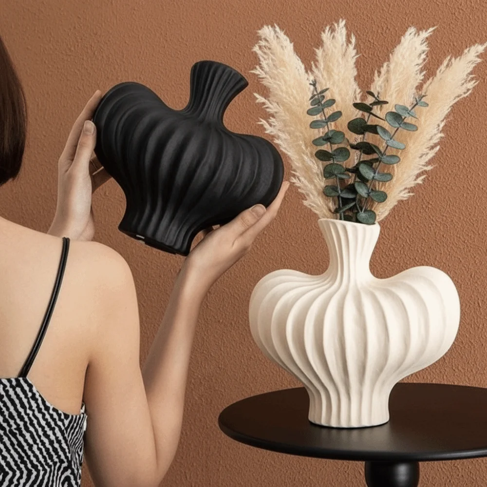 Nordic Stil Kunststoff Vase Minimalistischen Unregelmäßige Form Nachahmung Keramik Vase Unzerbrechliche Hydrokultur Blumenvase Wohnkultur