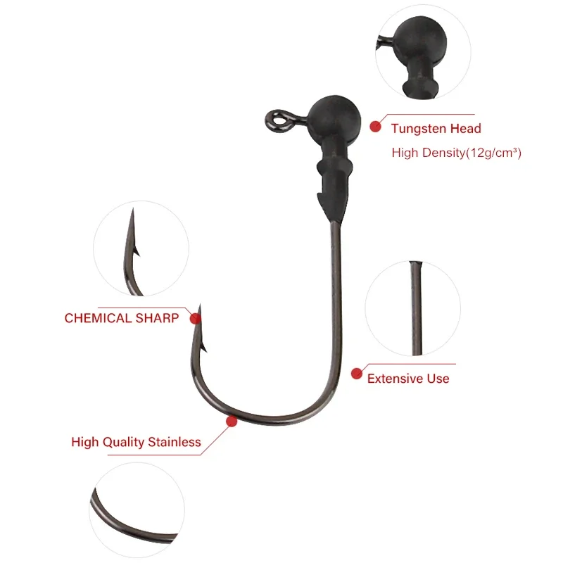 Mosodo 텅스텐 낚시 후크 루어 지그 헤드 후크 1.8g 3.5g 5.3g 7.2g 텅스텐 크랭크 후크 파이크 배스 스윔베이트 낚시 후크 액세서리