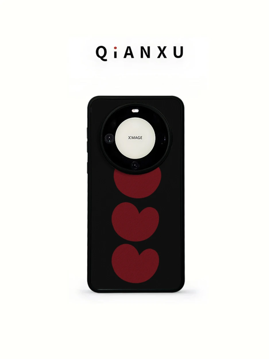 

Quaint QX Leather Phone Case for Mate 60 pro Women's Style Heart Shaped Hand Strap High End Feel Mate 60 New Model