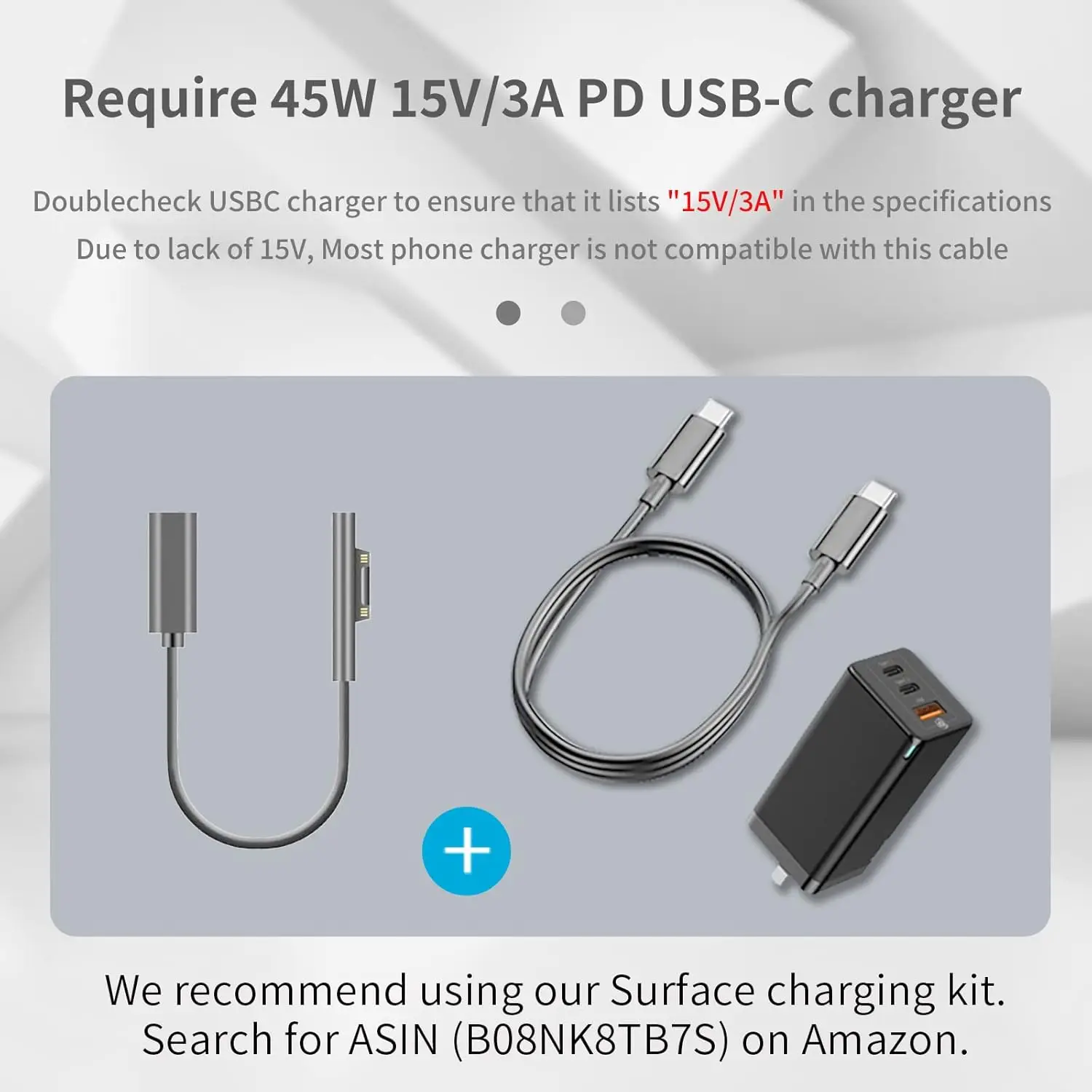 كابل carga superficie a USB C (hembra USB-C، 20 سم)، متوافق مع Microsoft Surface Pro 7/6/5/4/3 Go3/2/1 portátil 4/3/2/1