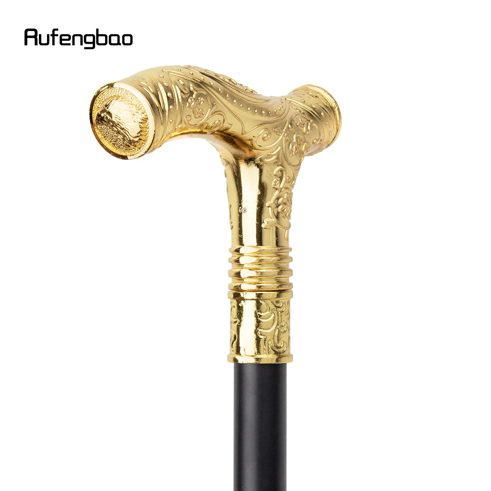 Golden Eagle Head Flower Totem Relief Walking Cane Fashion Walking Stick Gentleman Crosier Knob Walking Stick 93cm