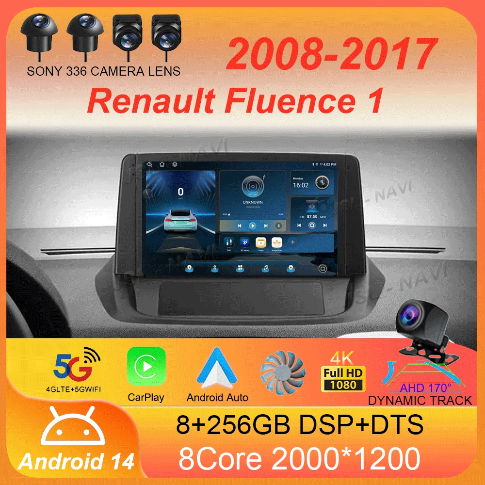 

Автомобильный радиоприемник Android 14, беспроводной Carplay Auto для Renault Fluence 1, 2008-2017, мультимедийный плеер, навигация, стерео GPS, головное устройство DSP