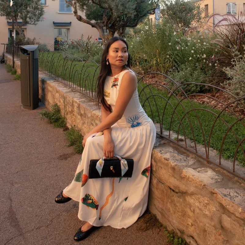 Abito lungo da donna con stampa senza maniche, cinturino largo senza schienale, abiti Boho, gonna ampia, orlo, abito lungo, abiti da donna di nuova moda 2025