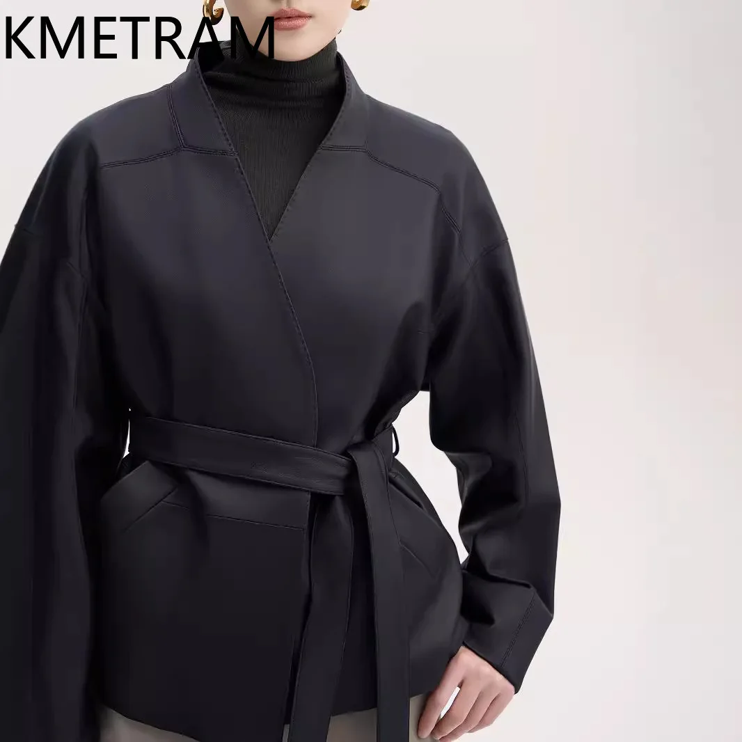 100% primo strato giacca di pelle di pecora donna di alta qualità scollo a V giacche in vera pelle donna autunno abbigliamento donna 2025 Chaquetas