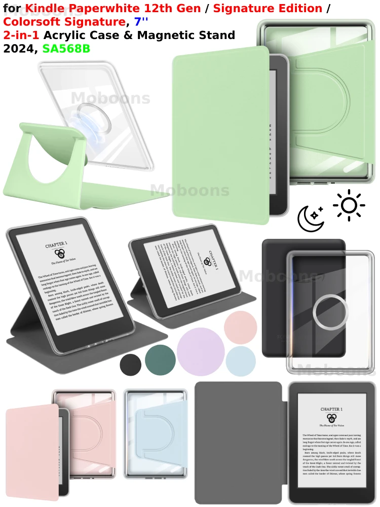 Etui na Kindle Paperwhite 12. generacji Colorsoft Signature Edition 7" 2024 360 °   Obrotowy, odłączany magnetycznie stojak 2 w 1 SA568B — zdjęcie produktu 7