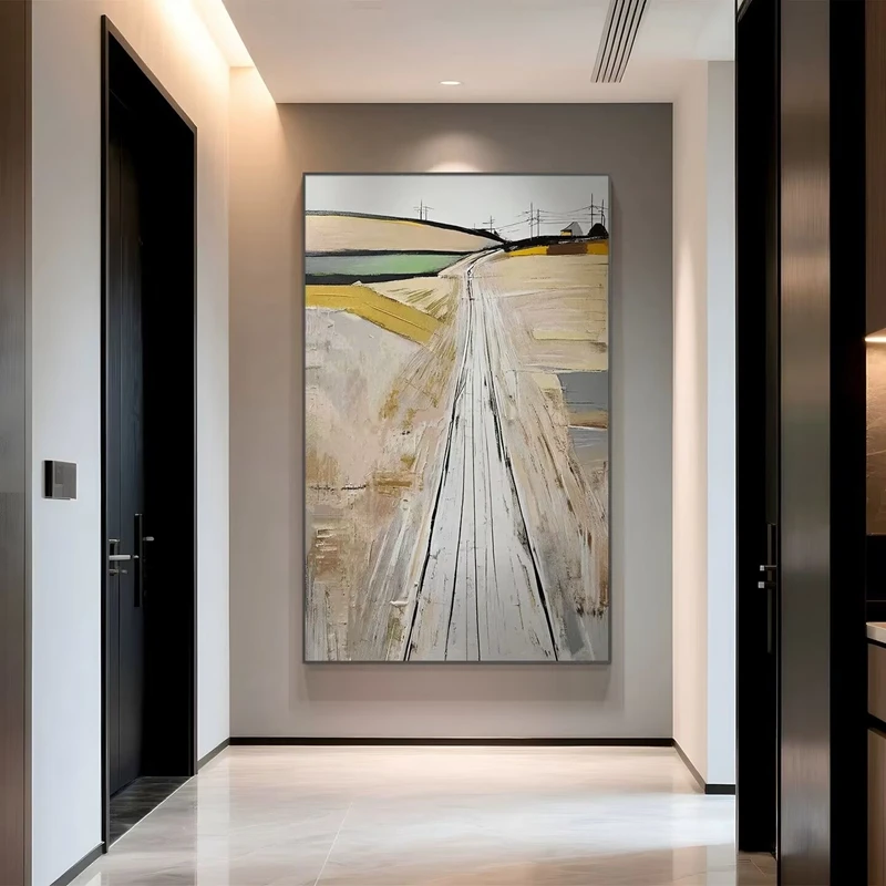 Modern Abstract Country Side Landscape Handmade Oil Painting On Canvas For Home Wall Decor Hanging Mural For Living Room Bedroom