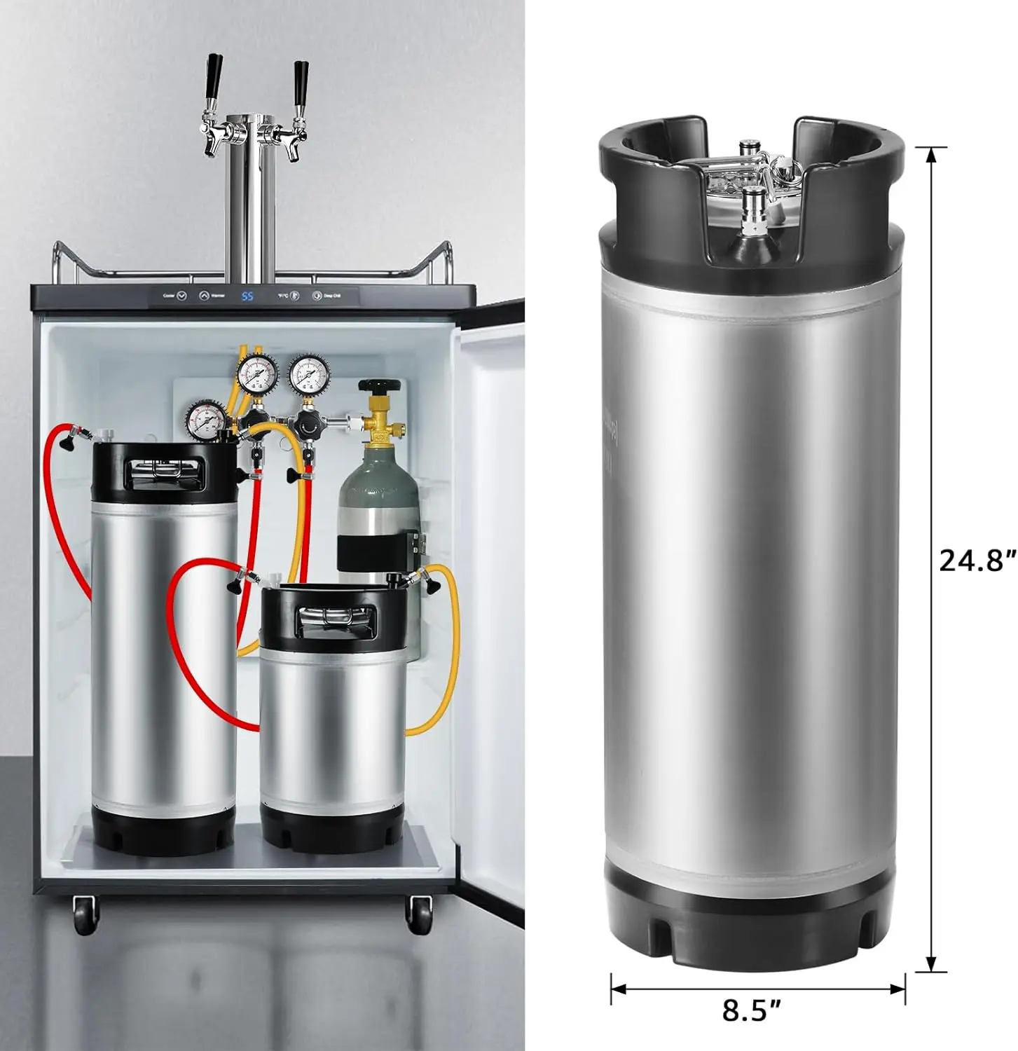 100% New 19L Ball Lock Cornelius (Corny) Keg,Stainless Steel Draft Beer Barrel With Keg Lid For Homebrew