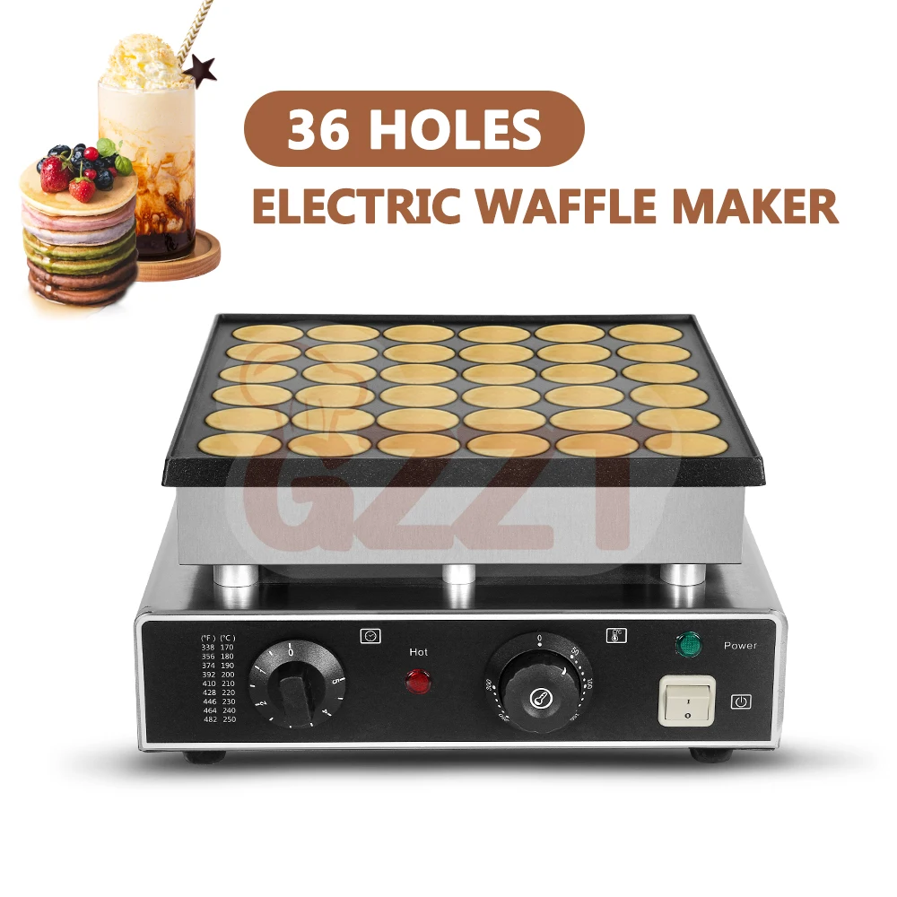 

2026, New modelReady to Ship 110V USA Plug Heavy Duty Poffertjes Dutch Mini Pancake hine for 36 Round Poffertjes Waffle