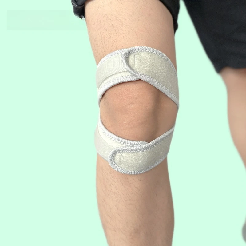 Patella Knee Support Brace Adjustable Double Silicone Sports Protector for Basketball Running Fitness