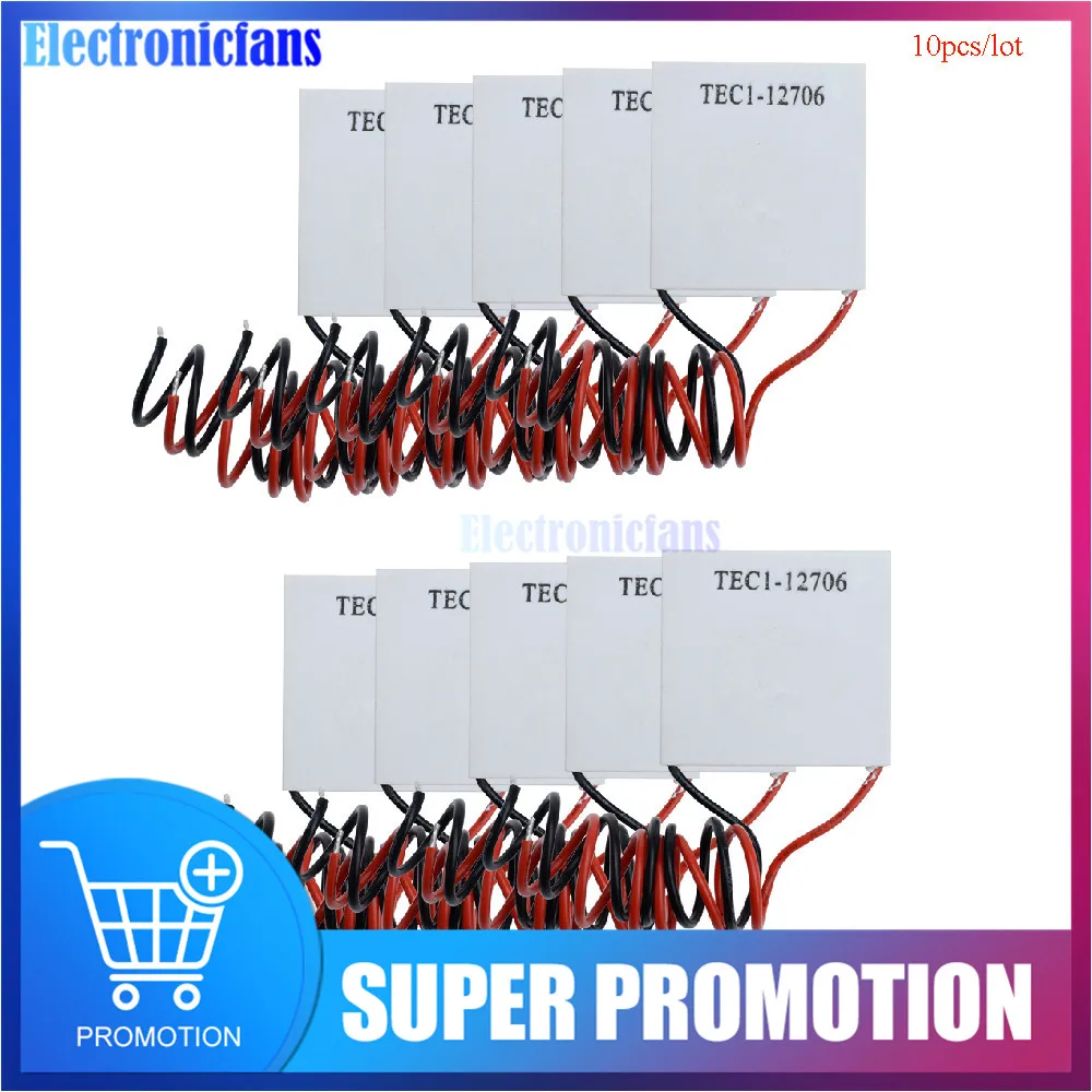 10pcs/lot TEC1-12706 Thermoelectric Cooler Peltier 12706 6A TEC1-12706 40*40MM 12V Semiconductor Refrigeration Peltier Module