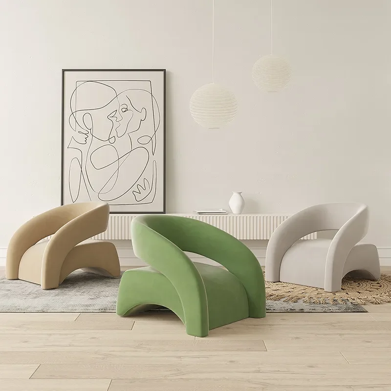 Cream Wind Single Sofa Light Luxury Living Room Leisure Chair Clothing Store Beauty Salon Reception Sofa One Table Two Chairs