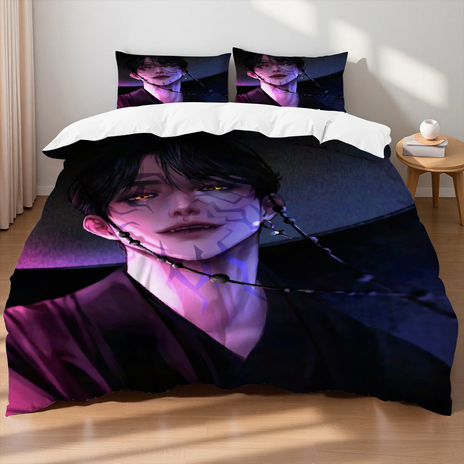

D-Demon Hunters villain Themed K-Pop Bedding Set Colorful Print Polyester Bed Sheet Duvet Cover Kid Gift Home Textile