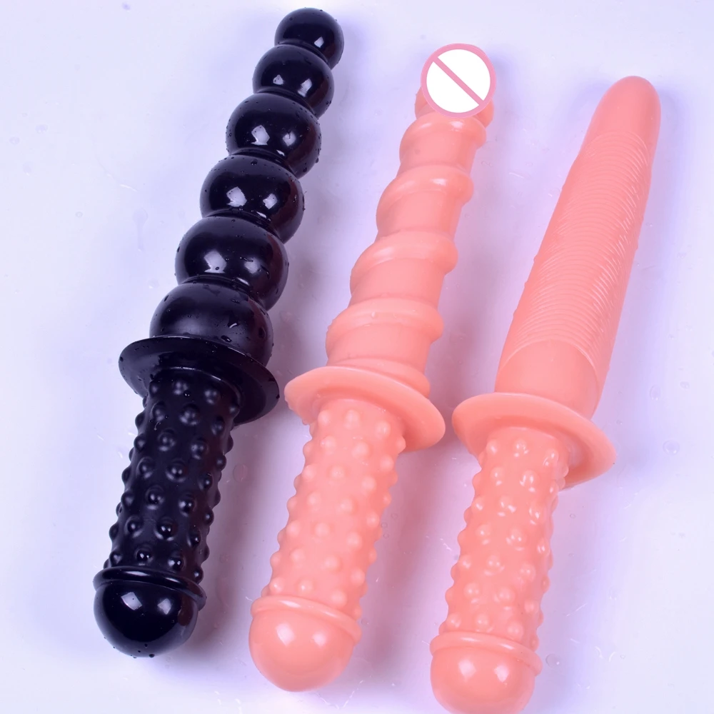 Anal Sex Toys Beads Dildo Big Long Anal Plug Screw Handle Butt Plug Huge Penis Long Dick Anal Dildo Sex Toy for Women Men Couple