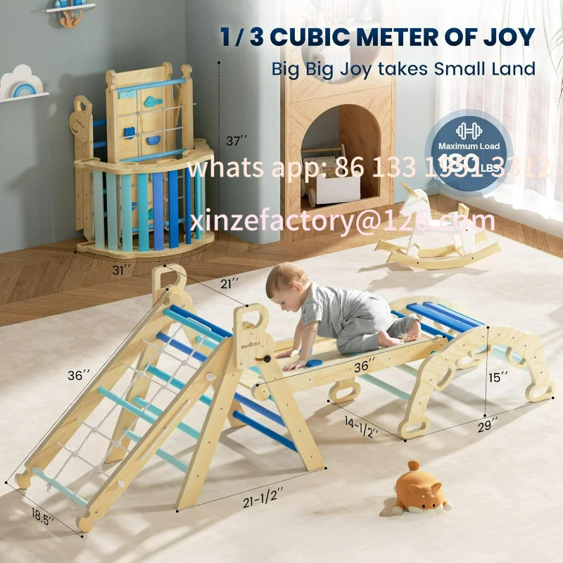 مجموعة تسلق مثلثة قابلة للتخصيص ألعاب داخلية إطار تسلق خشبي #3