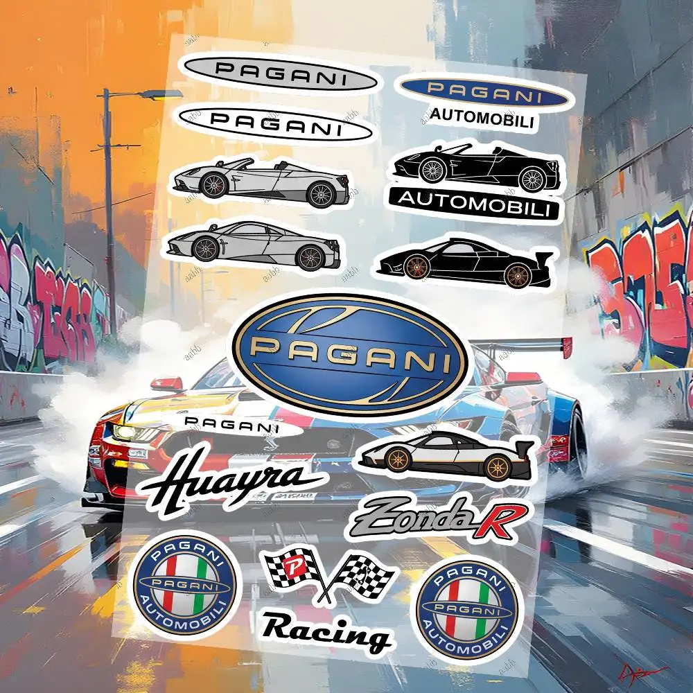 P-Pag-ani Custom Motorcycle Sticker Kit Reflective Decal Set For Helmet Tank Fairing Body Graphics