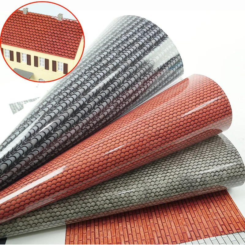 20x30CM Simulation Roof Tile Brick Stickers Model Kits for Making House Building Sticker Materials 2Pcs/Lot