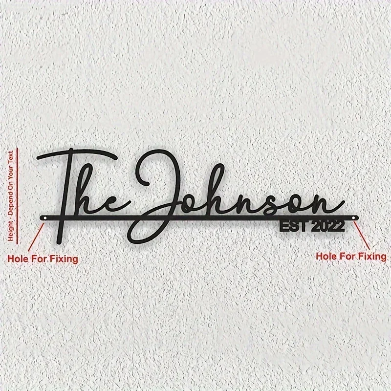 Letrero de metal personalizado “The Johnson EST 2018” - Arte de pared personalizado para elevar su hogar, desde el dormitorio hasta el comedor