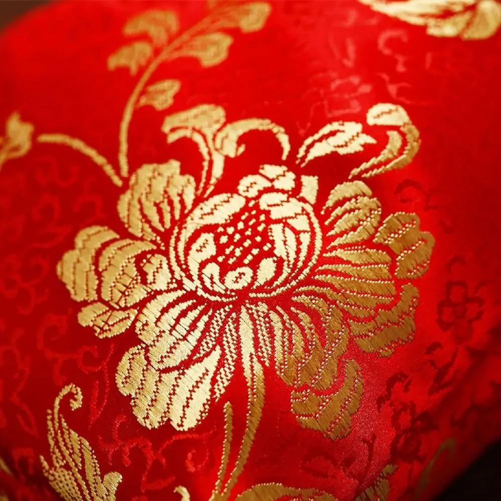 중국 스타일 캔버스 꽃무늬 드로스트링 백 손목 가방 대용량 중국 매듭 태슬 핸드백 동전 지갑 보관 가방