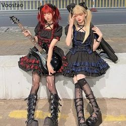 Victorian Gothic Lolita Dress Set Women Vintage Kawaii Lace Ruffles Blouse Princess Party Skirt Harajuku Y2k Grunge Punk Suits