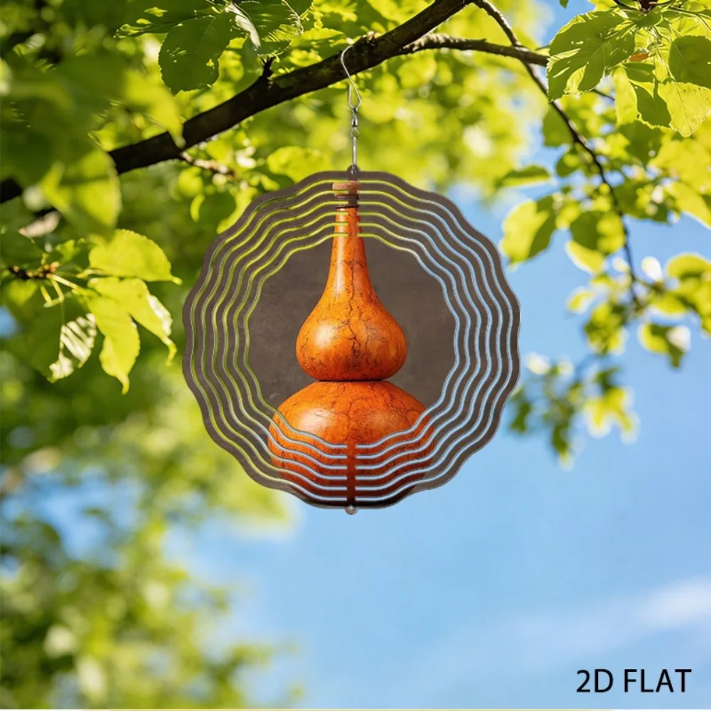 

Outdoor Iron Gourd Wind Chimes Retro Orange Double Ball Design for Garden Yard Decor