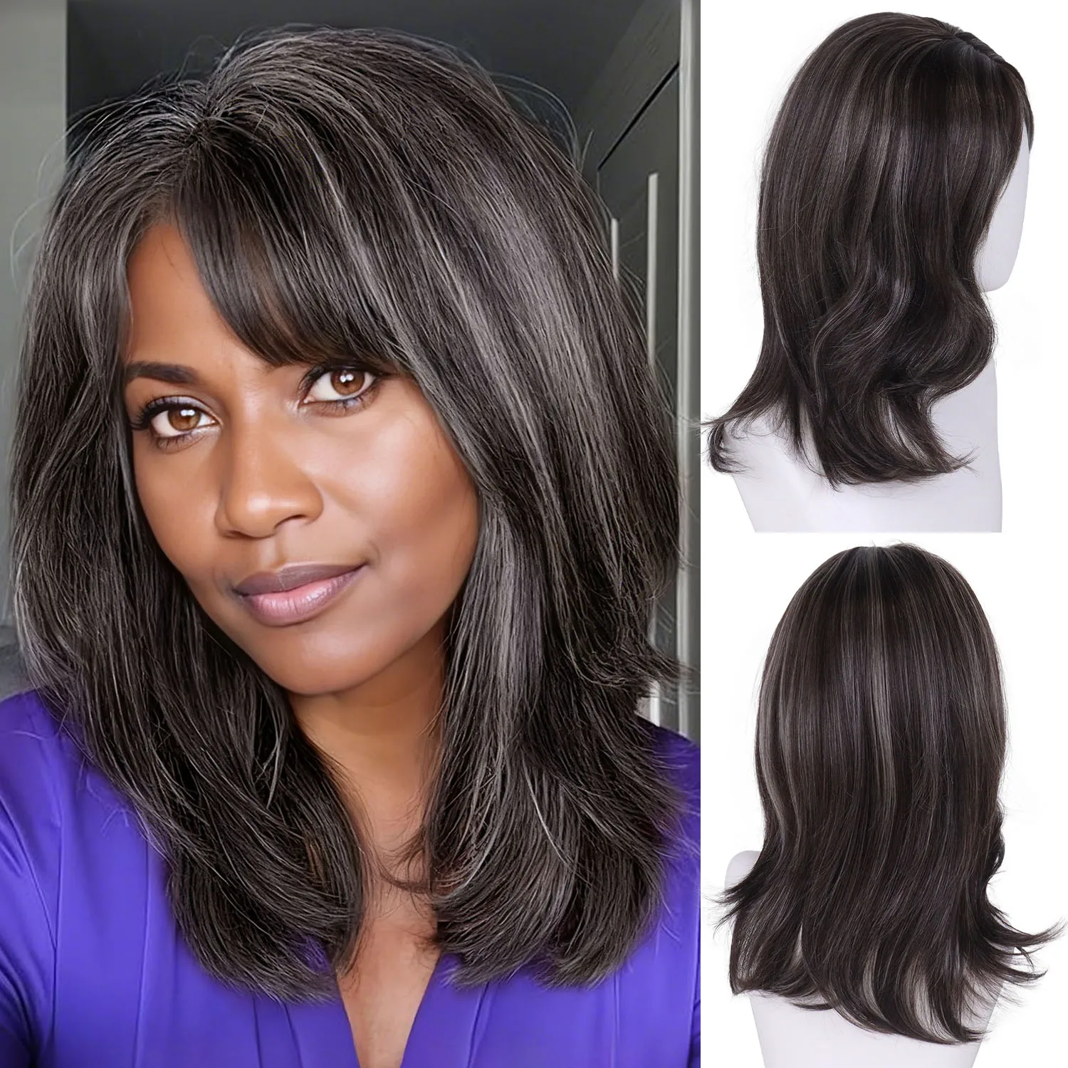 

Synthetic Hair Brown Highlight Wigs for Women Ladies 18 Inch Mixed Brown Wig Long Straight Wigs for Mother Daily Party Cosplay