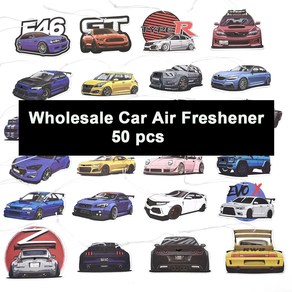 

JDM Auto Flavoring 50Pcs Car Air Freshener Hanging Car Fragrance Pendant Perfume Smell For BMW VW HONDA TOYOTA Subaru Mitsubishi