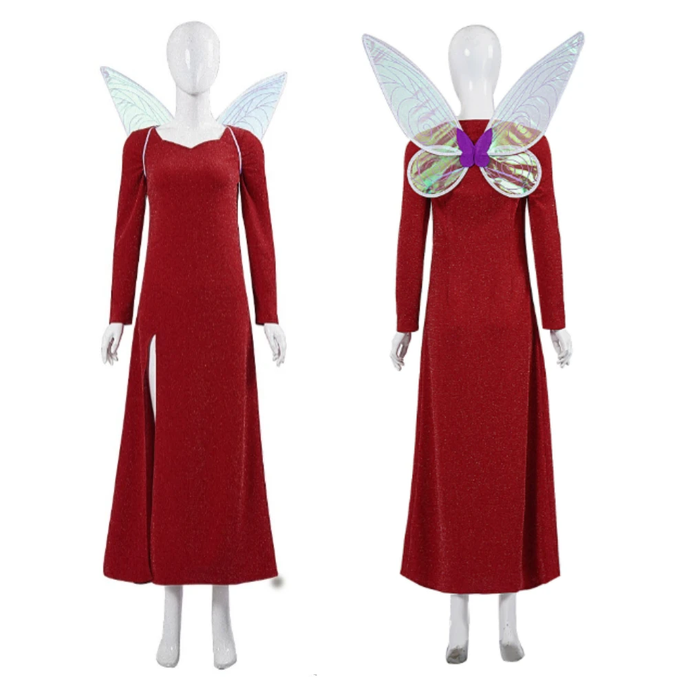 

Movie Shrek Cosplay Costumes Fairy Godmother Red Dress for Women Halloween Carnival Party Stage Show Suit Costumes