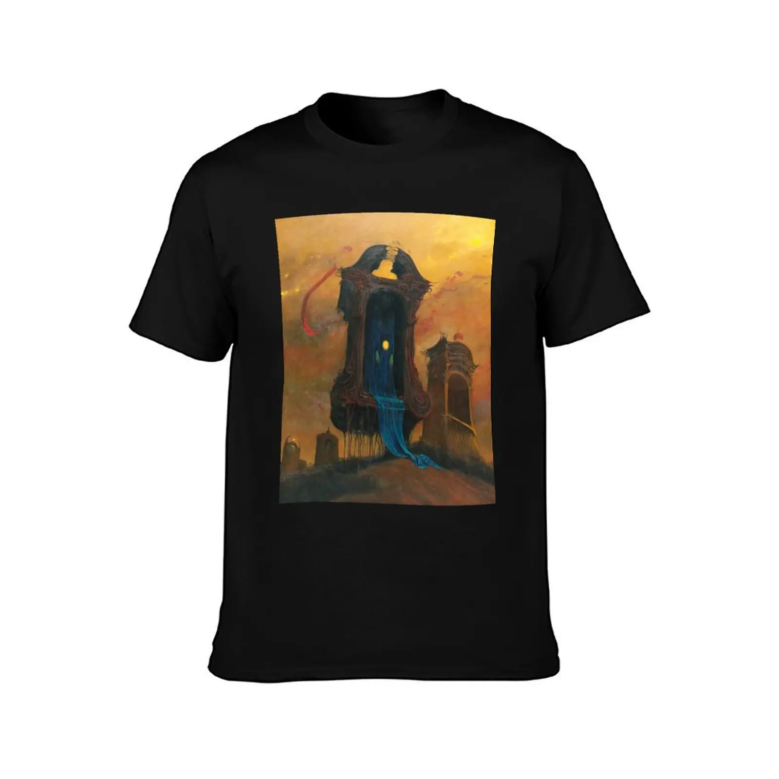 Untitled (Sorcerer), by Zdzis?aw Beksiński T-Shirt Basic Plain Tee for Spring and Summer T-Shirt