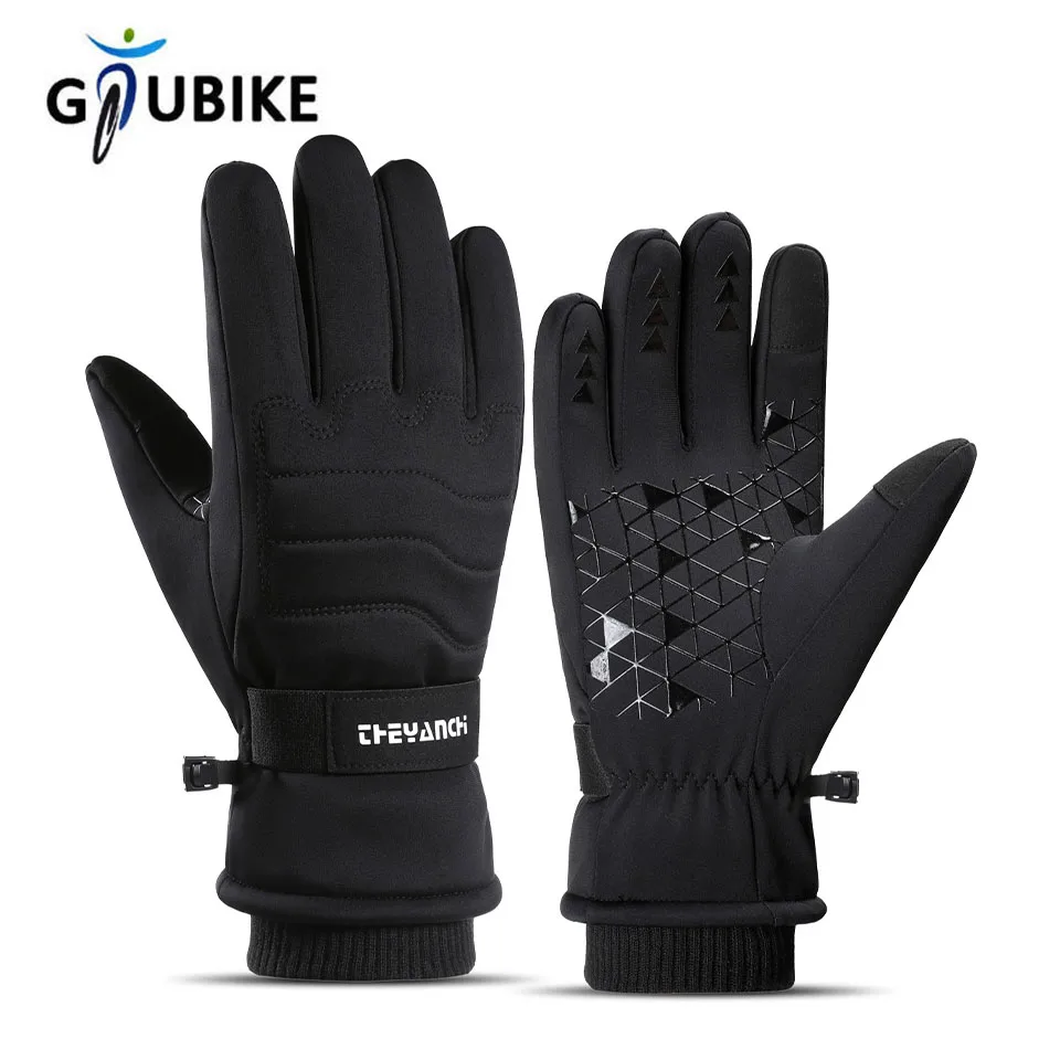 AliExpress GTUBIKE Winter Waterproof Cycling Gloves Outdoor Running Motorcycle Ski Touch Screen Fleece Gloves Non-slip Warm Full Fingers
