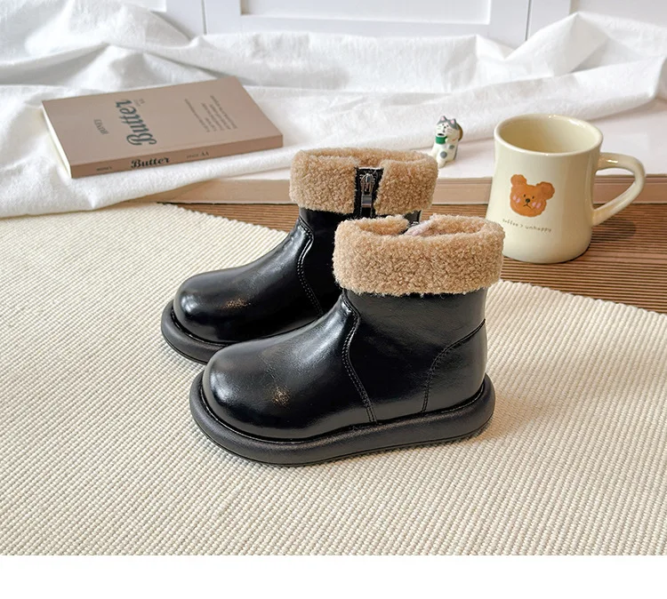 2026 England-Style Winter-Modestiefel für Mädchen, Verdickte Warme Kunstfell-Schneestiefel, Weichsohlige Rutschfeste Modestiefel für Mädchen – Detail 18