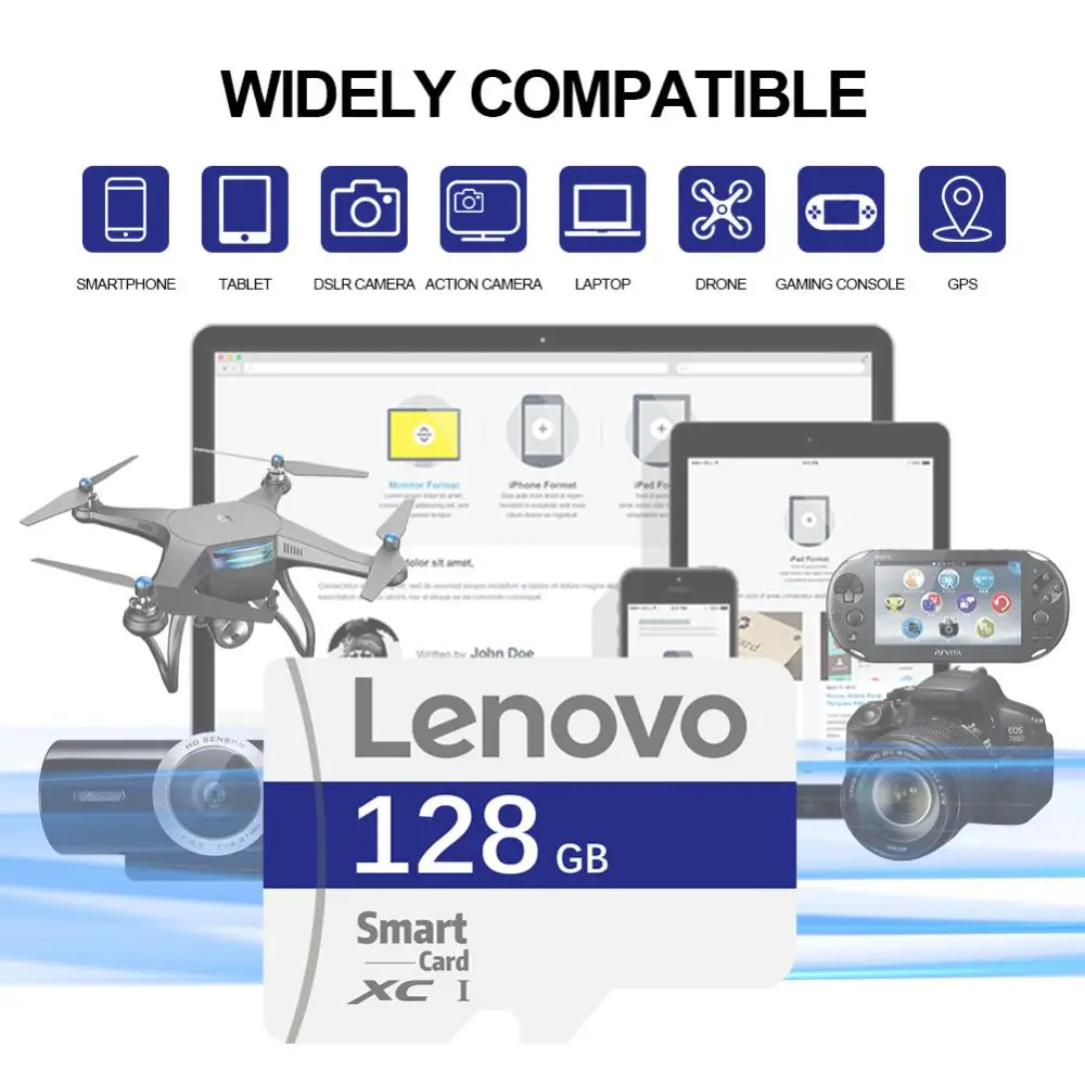 Новинка 2024 г., высокоскоростная карта памяти Lenovo Micro TF/SD, внешняя карта памяти Mini SD на 1 ТБ, 512 ГБ, 256 ГБ, SD TF карта памяти на 128 ГБ для телефона, компьютера, камеры