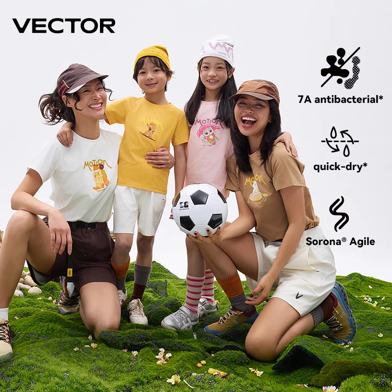 VECTOR Children's Boy and Girl Cartoon Animal T-shirt 7A Antibacterial Quick Drying Beach Hiking and Mountain Climbing