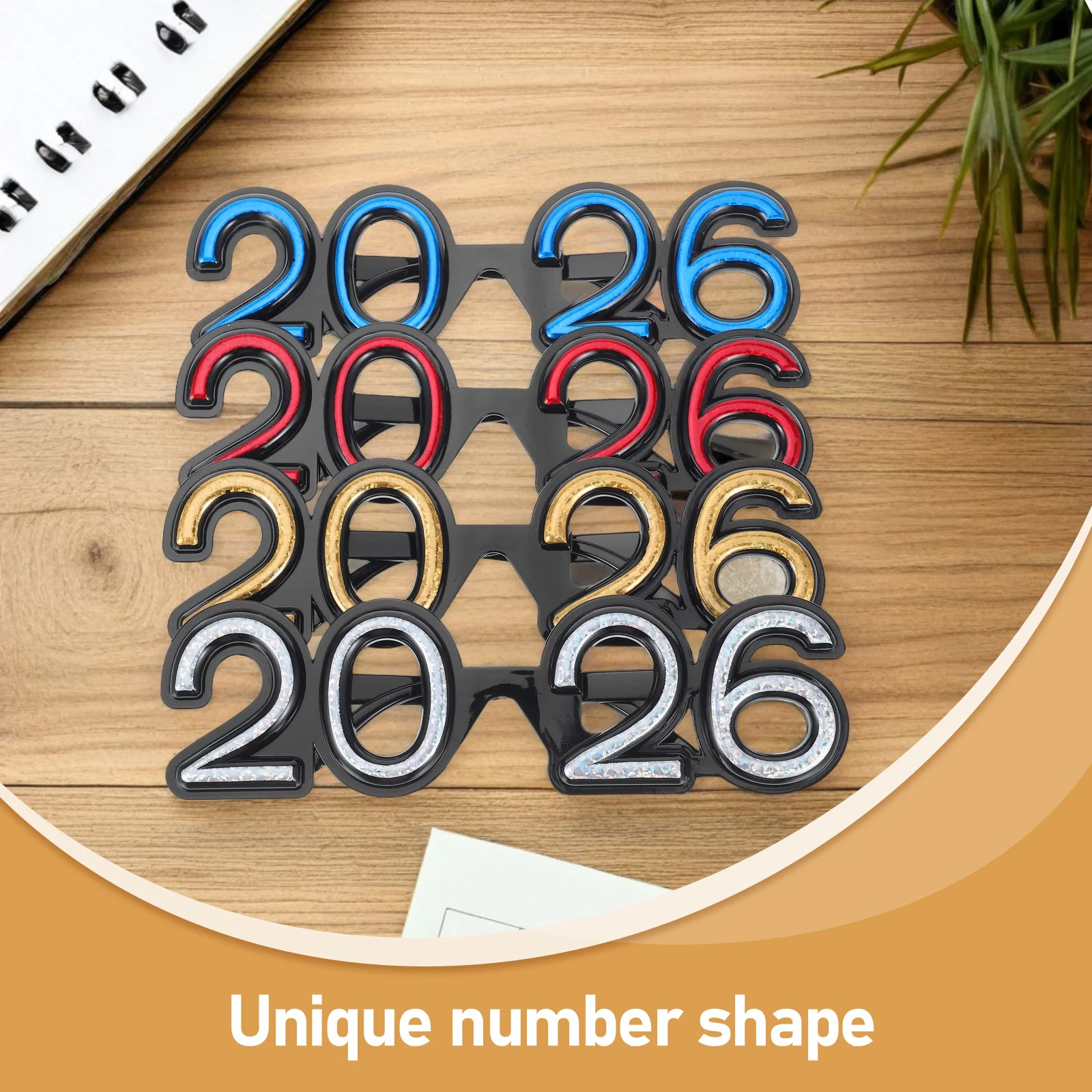 4Pcs 2026 New Year Glasses Lightweight Funny Number Eyewear New Years Eve Party Photo Booth Props End of Year Glasses