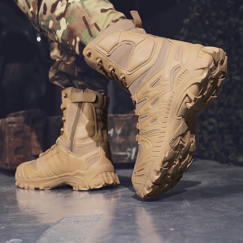 Men's trend high-top outdoor boots four seasons non-slip comfortable hiking boots professional protective tactics training boots image 6