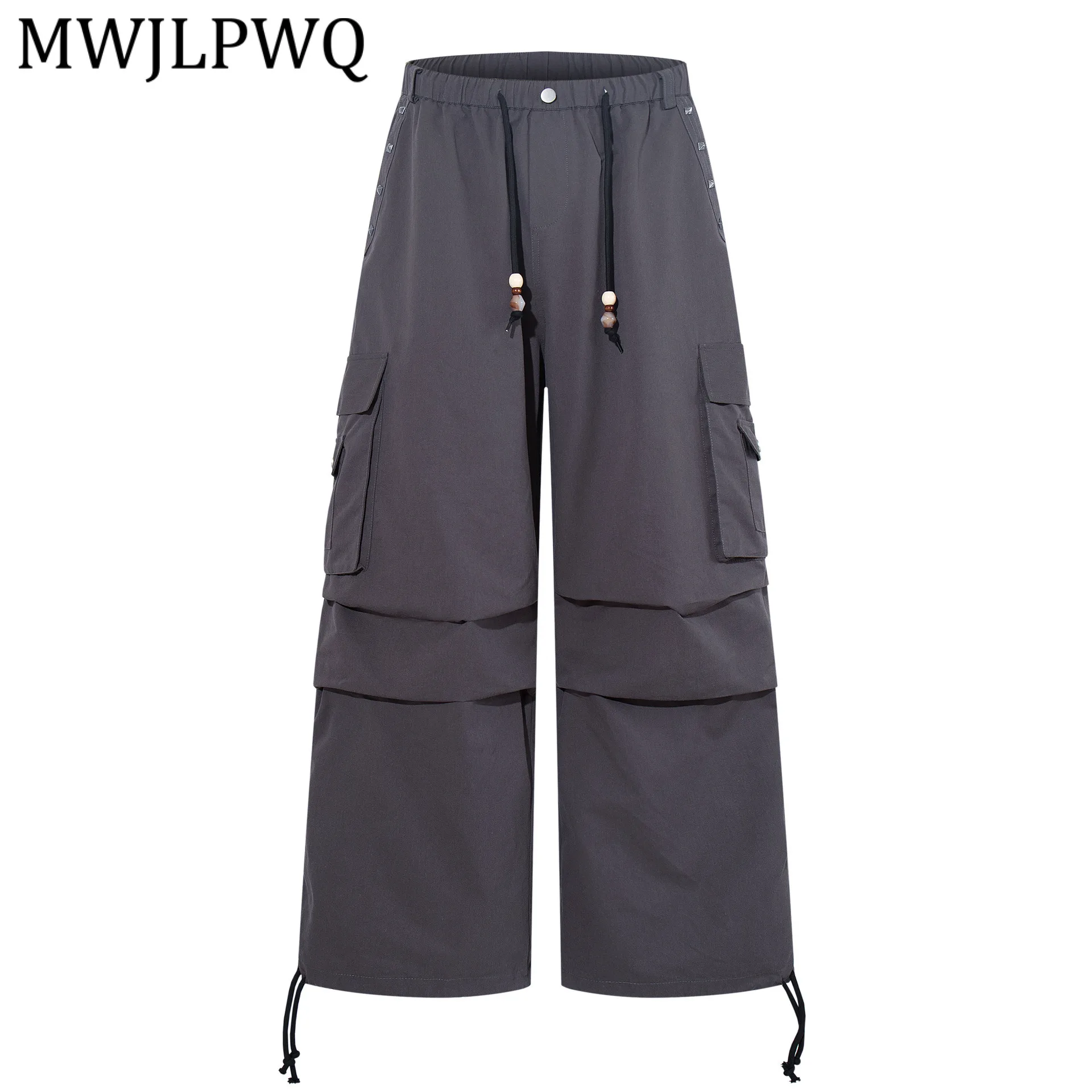 

MWJLPWQ American Street Style Cargo Casual Pants For Women Drawstring Pleated Deisgn Trendy Trousers 2026 Spring New 14672