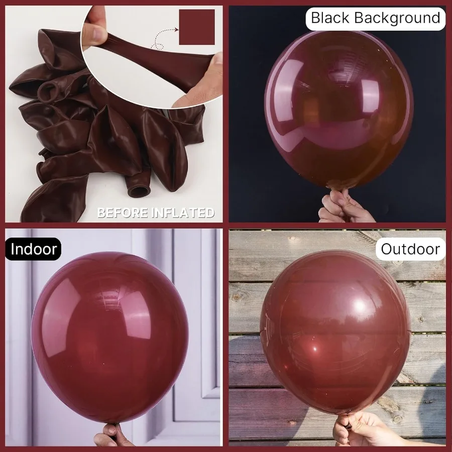 Palloncini bordeaux 145 pezzi di diverse dimensioni Confezione da 18 12 10 5 pollici Kit arco per palloncini autunnali rosso scuro marrone ghirlanda per la laurea